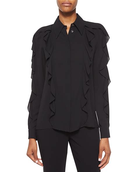 michael michael kors mourissey ruffle blouse black|Ruffles MICHAEL Michael Kors Blouses + FREE SHIPPING.